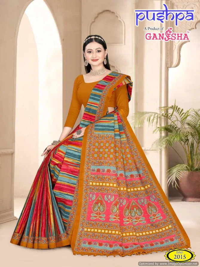 Pushpa Vol 2 By Ganesha Heavy Cotton Printed Daily Wear Sarees Suppliers In India